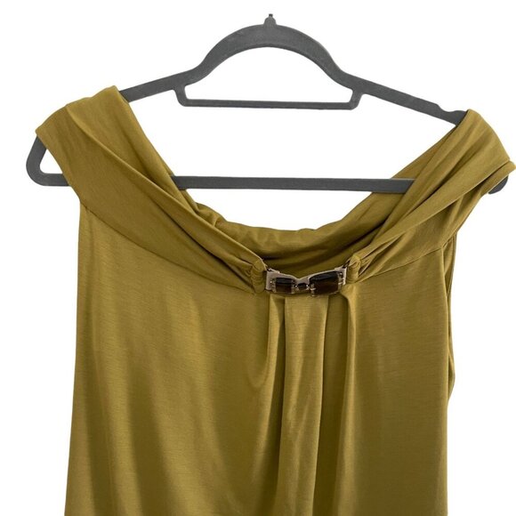 MaxMara Olive Green Embellished Cowl Neck Sleeveless Top Size M Stretch - Picture 4 of 8
